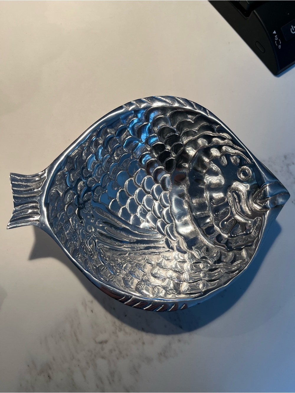 NWT Mexican pewter fish bowl.  Measures approx 8” wide.